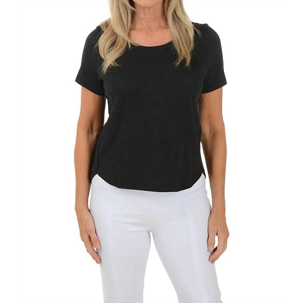 NEW ESCAPE cotton hi-lo tee in black
